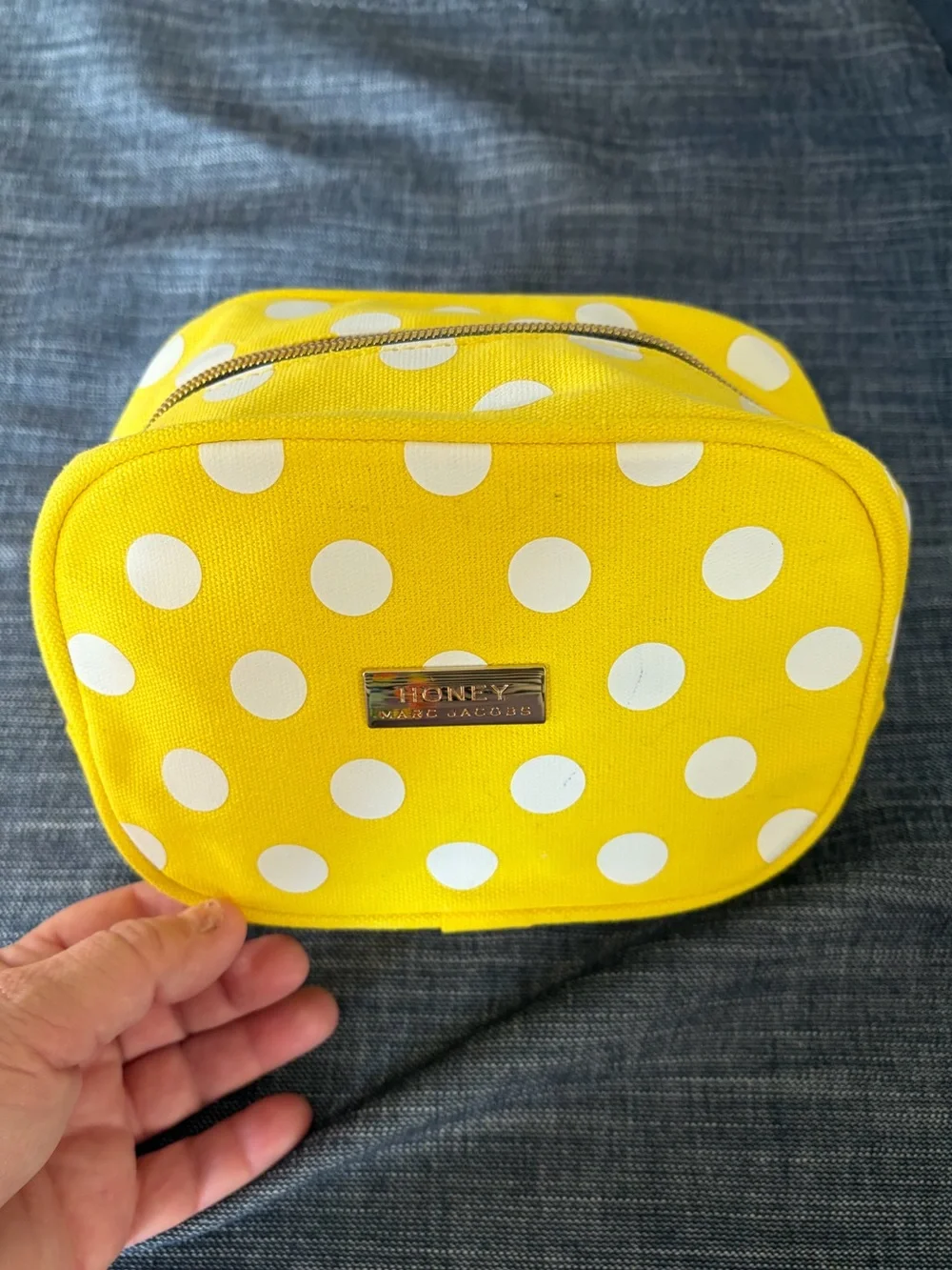 Marc Jacobs Yellow and White Polka Dot Cosmetic Bag